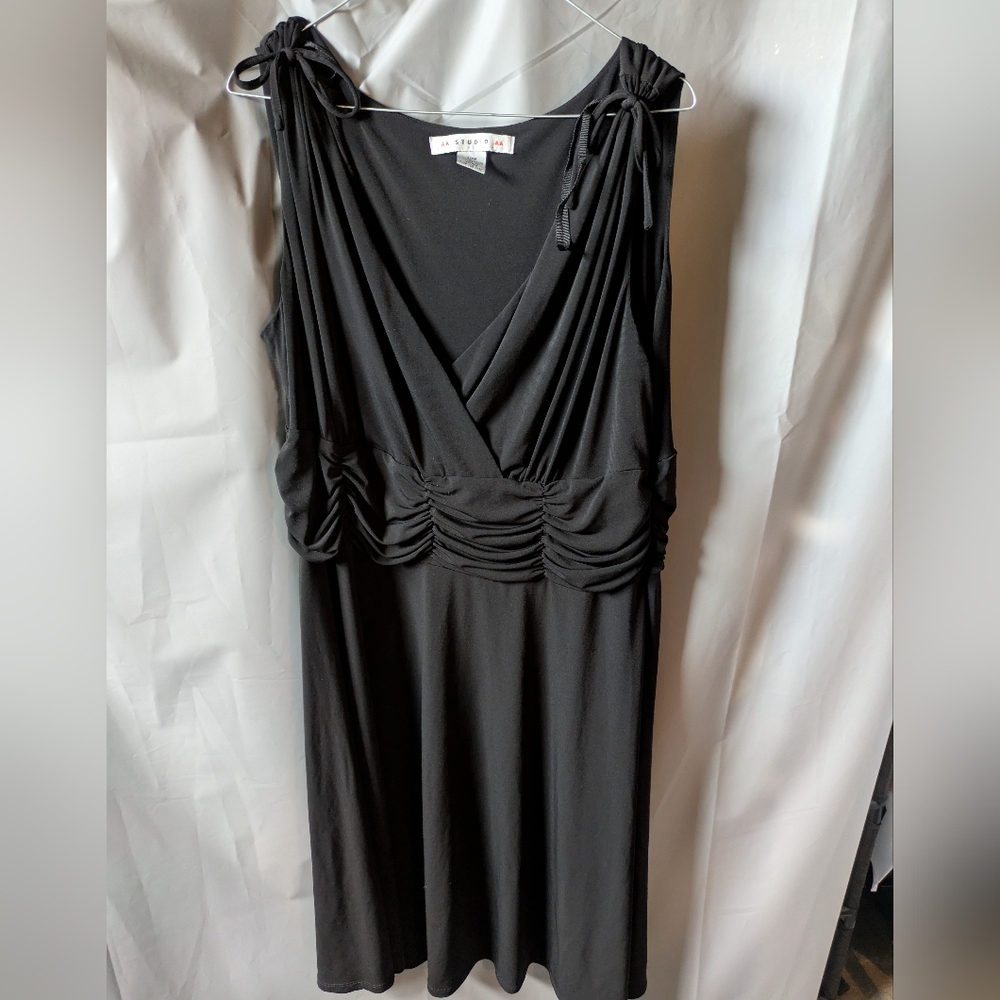 Aa Studio Black Ruched Sheath Midi Dress